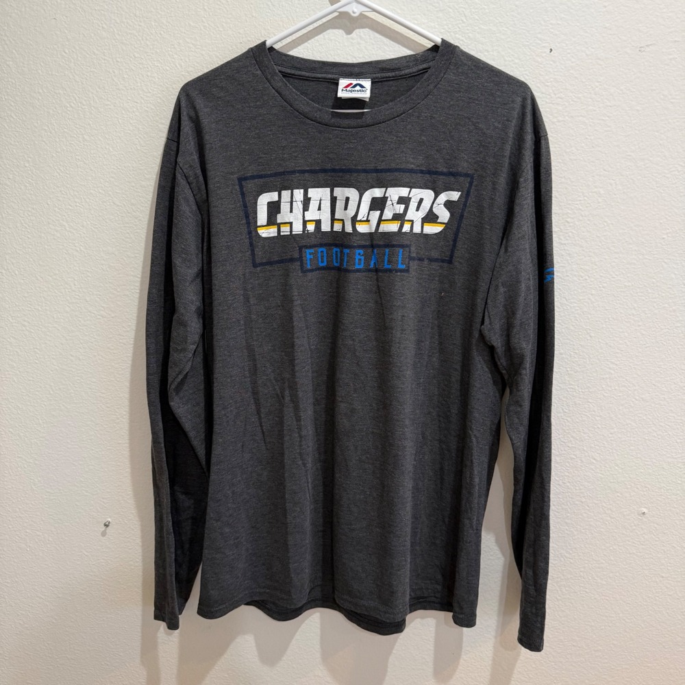 Majestic Los Angeles Chargers Long Sleeve T-Shirt Mens Large Charcoal Gray NFL